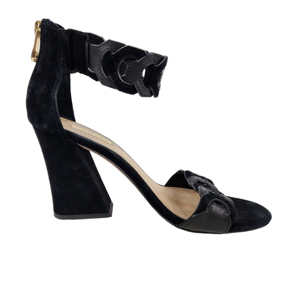 Louise et Cie Kaitlee Black Suede Leather Heeled Sandals Womens Size 9.5 - Picture 5 of 12